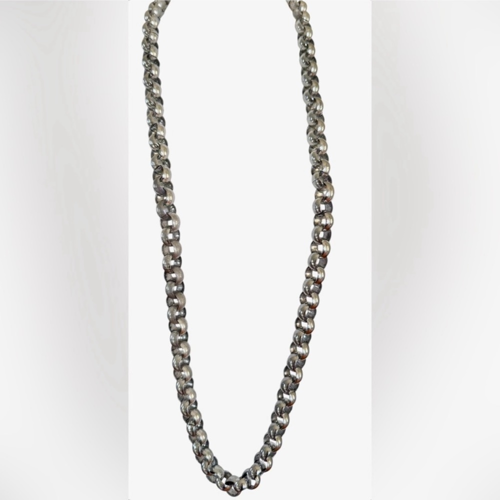Long Silver Chunky Chain Statement Necklace – Goth Gothcore Grunge Style - Picture 3 of 6